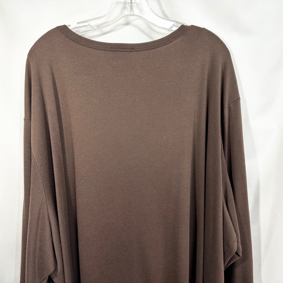 Only Necessities Plus Size 5X Top Brown V Neck‎ Long Sleeve Button Front 1395 - Picture 6 of 7